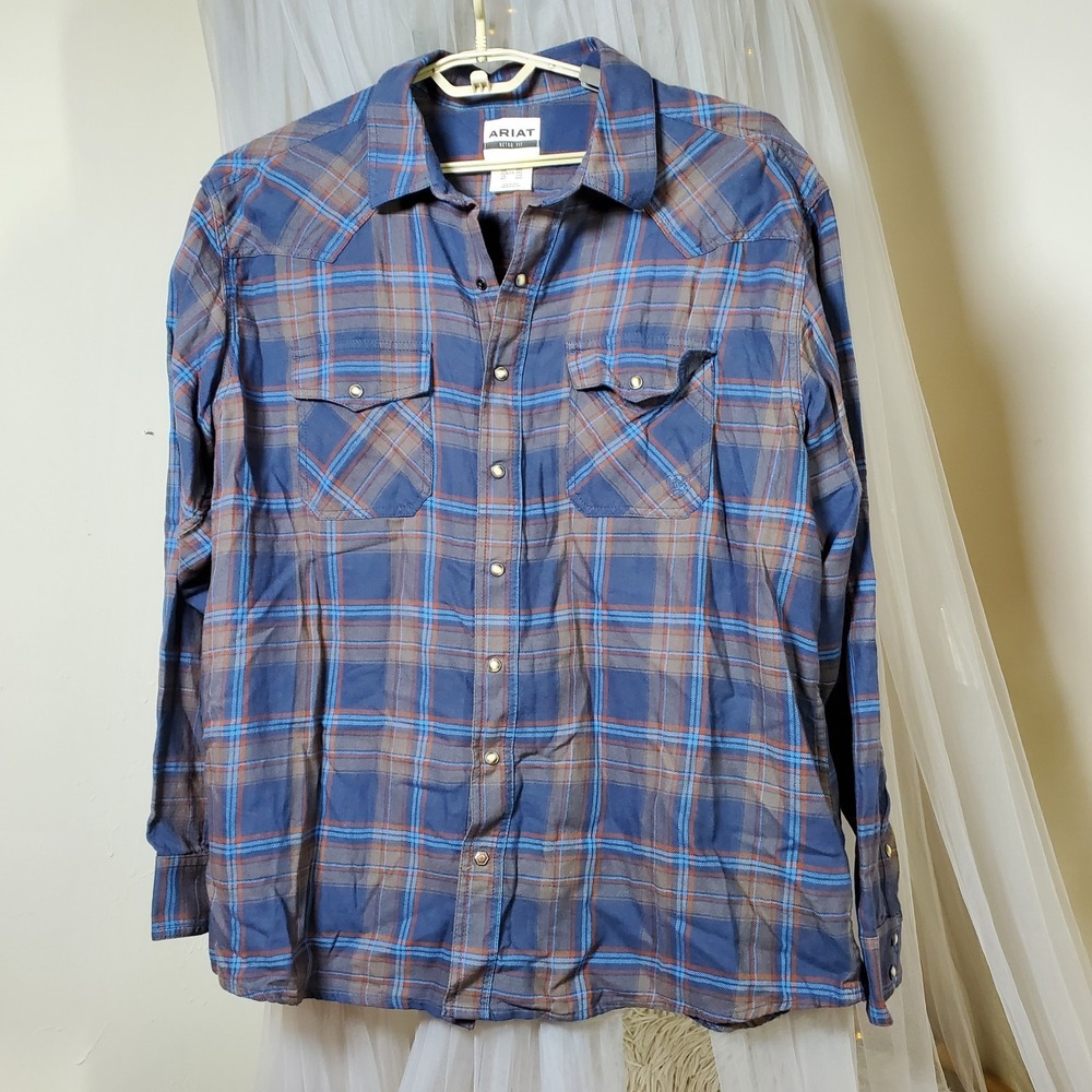 Ariat Western‎ Shirt Snap Plaid Retro Fit Southwestern  XXL Cotton Lightweight